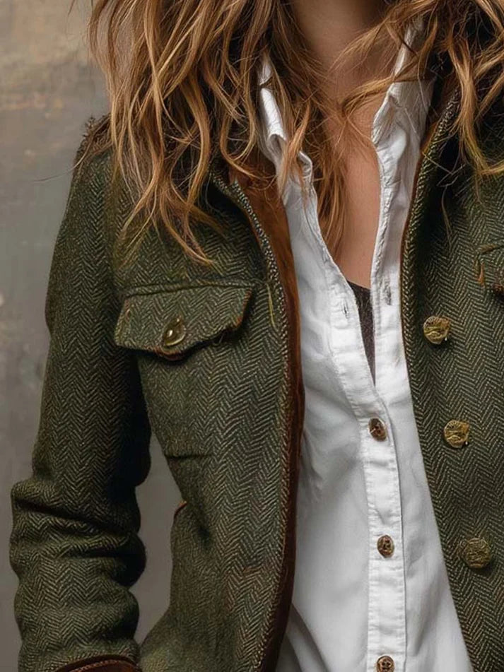 Dolores | Blazer de Sarga con Ribetes en Contraste